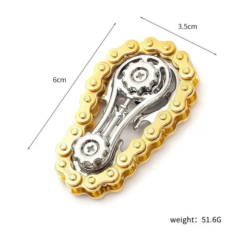 Fidget spinner en acier inox à engrenages, doré et argenté, LSDLBoutique