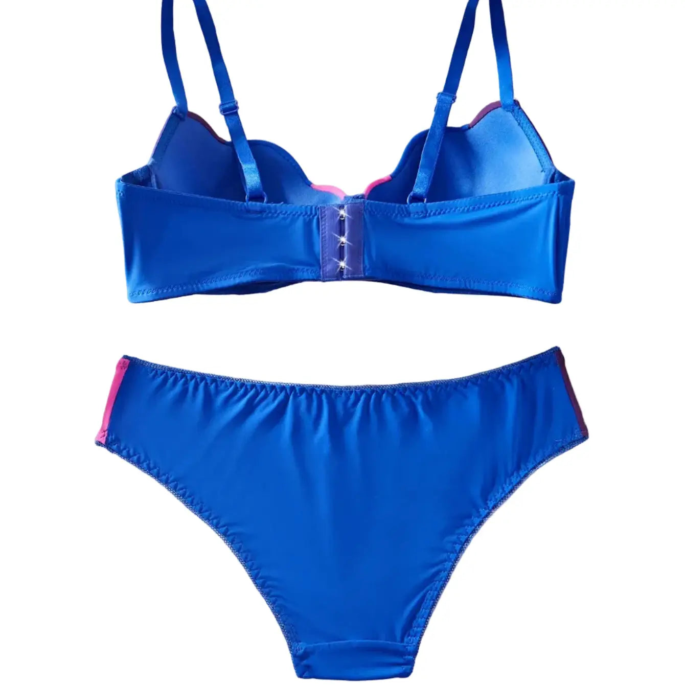 Bikini push-up bicolore Two-Tone bleu électrique avec touches roses, ensemble deux pièces LSDLBoutique