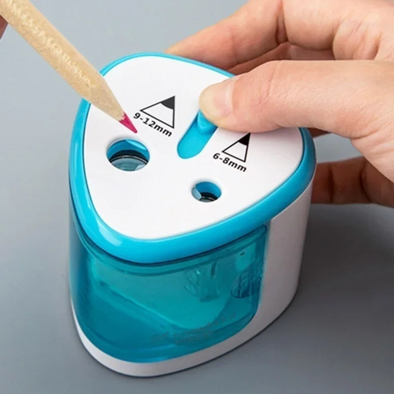 Electric pencil sharpener with dual holes 6-8 mm and 9-12 mm