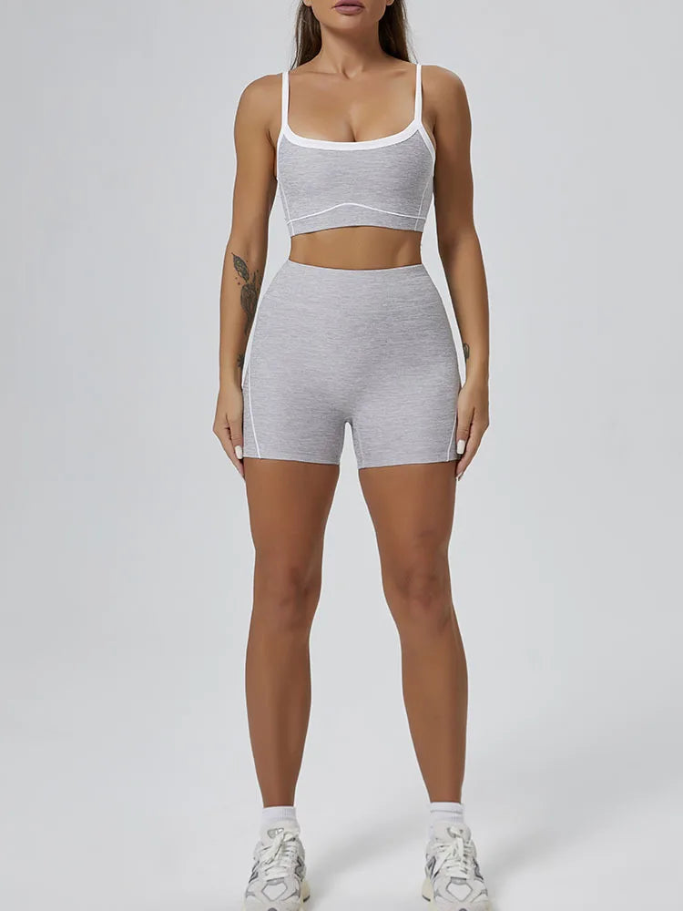 Peiresa Ensemble Yoga Sans Couture Rose Taille Haute