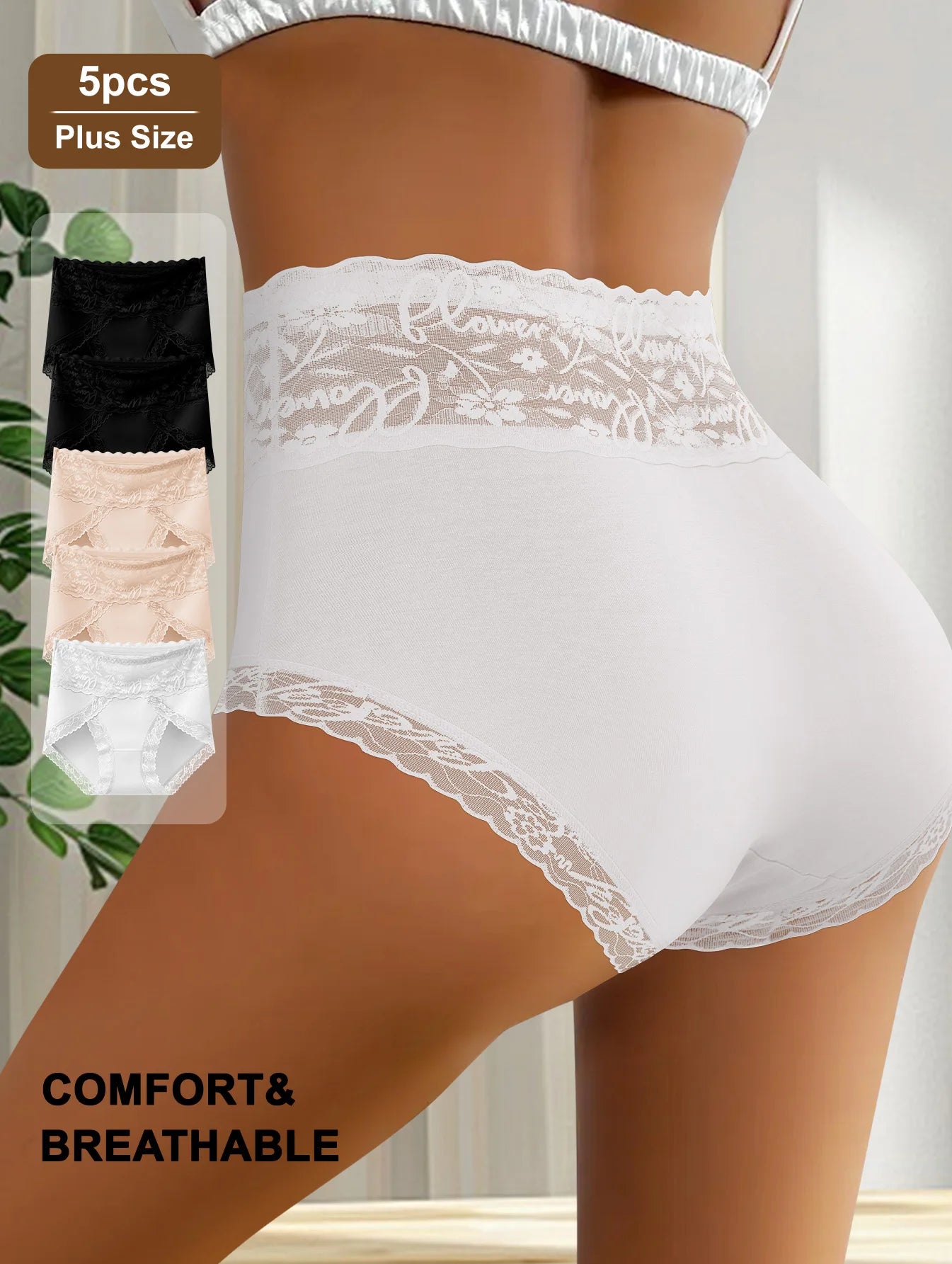 Culottes Mi-Hauteur Blanc Dentelle Florale Patchwork Coton