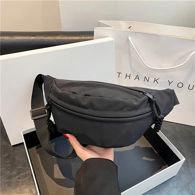 F Sac Banane Nylon Noir À Fermeture Éclair Bandoulière