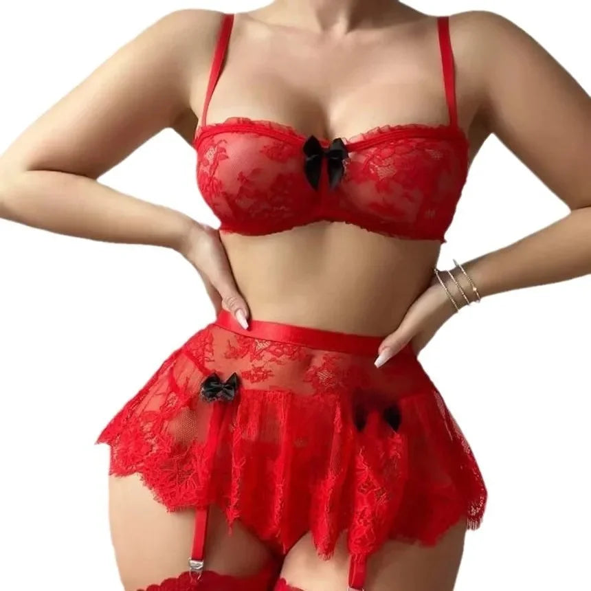 Les Secrets de Léa Ensemble Lingerie Sans Fil Dentelle Rose
