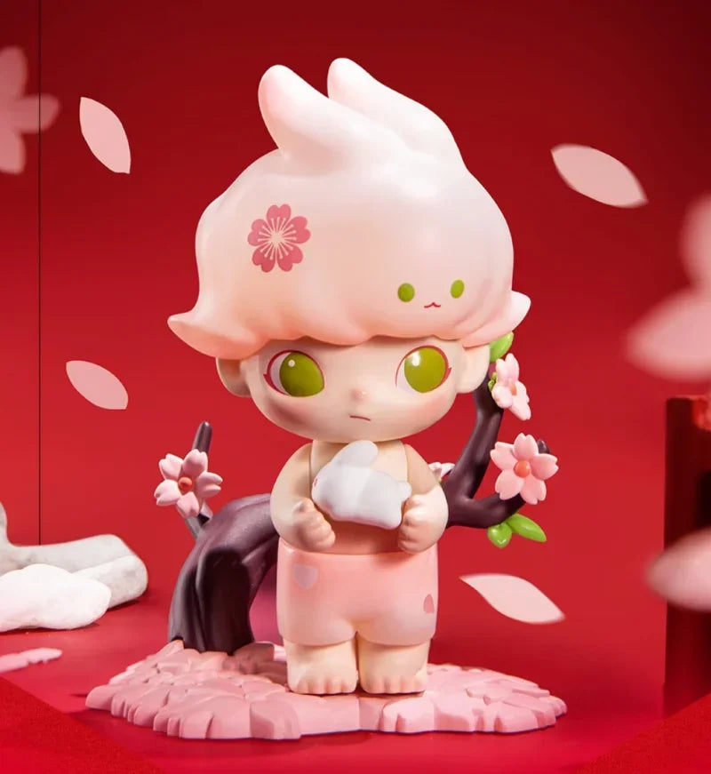Pop Mart Figurine Kawaii PVC Marron Noeud Chinois Rouge