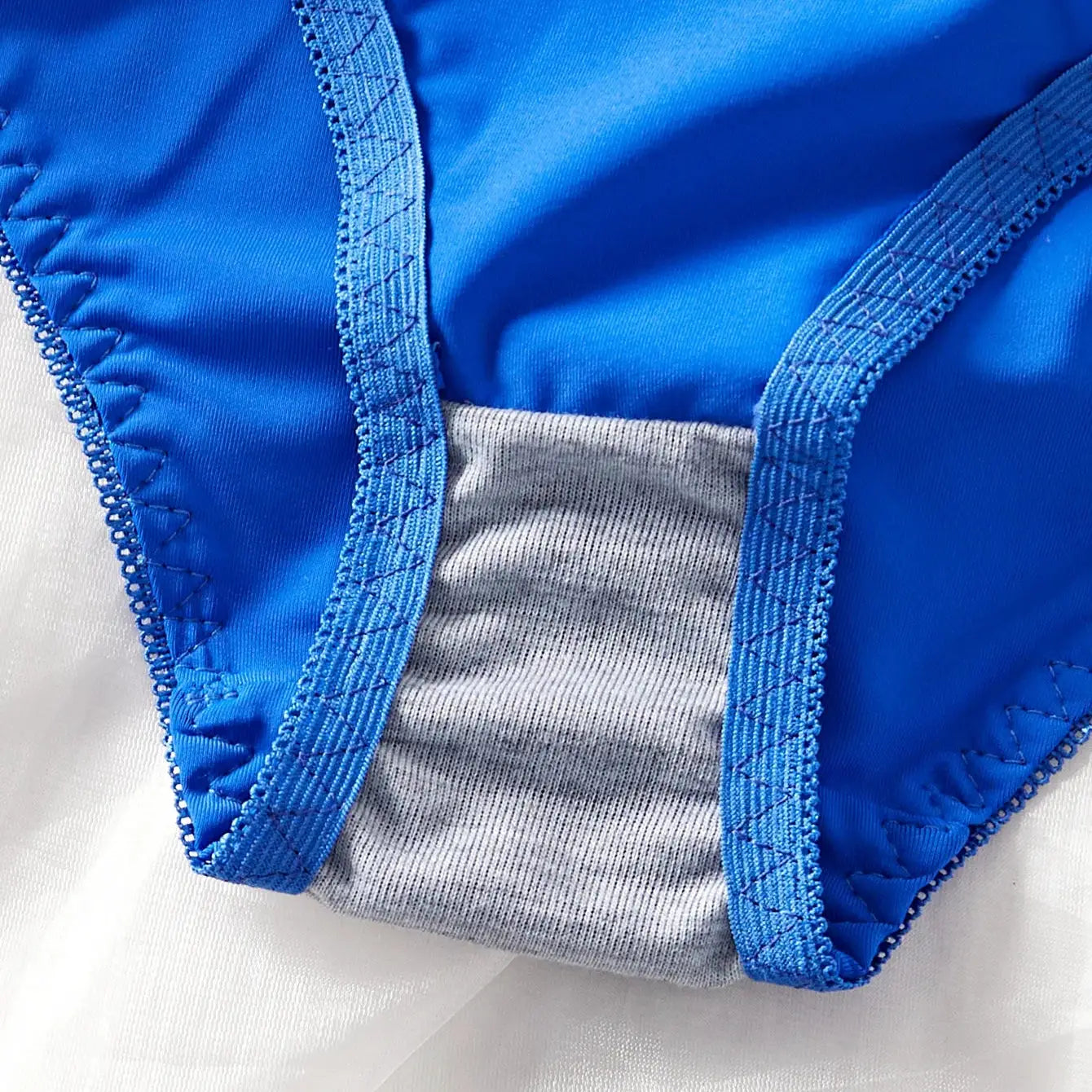 Bikini push-up Two-Tone LSDLBoutique, maillot de bain deux pièces bleu royal avec doublure gris et coutures détaillées