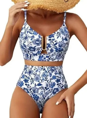 Maillot de bain deux pièces taille haute triangle – Pure Color