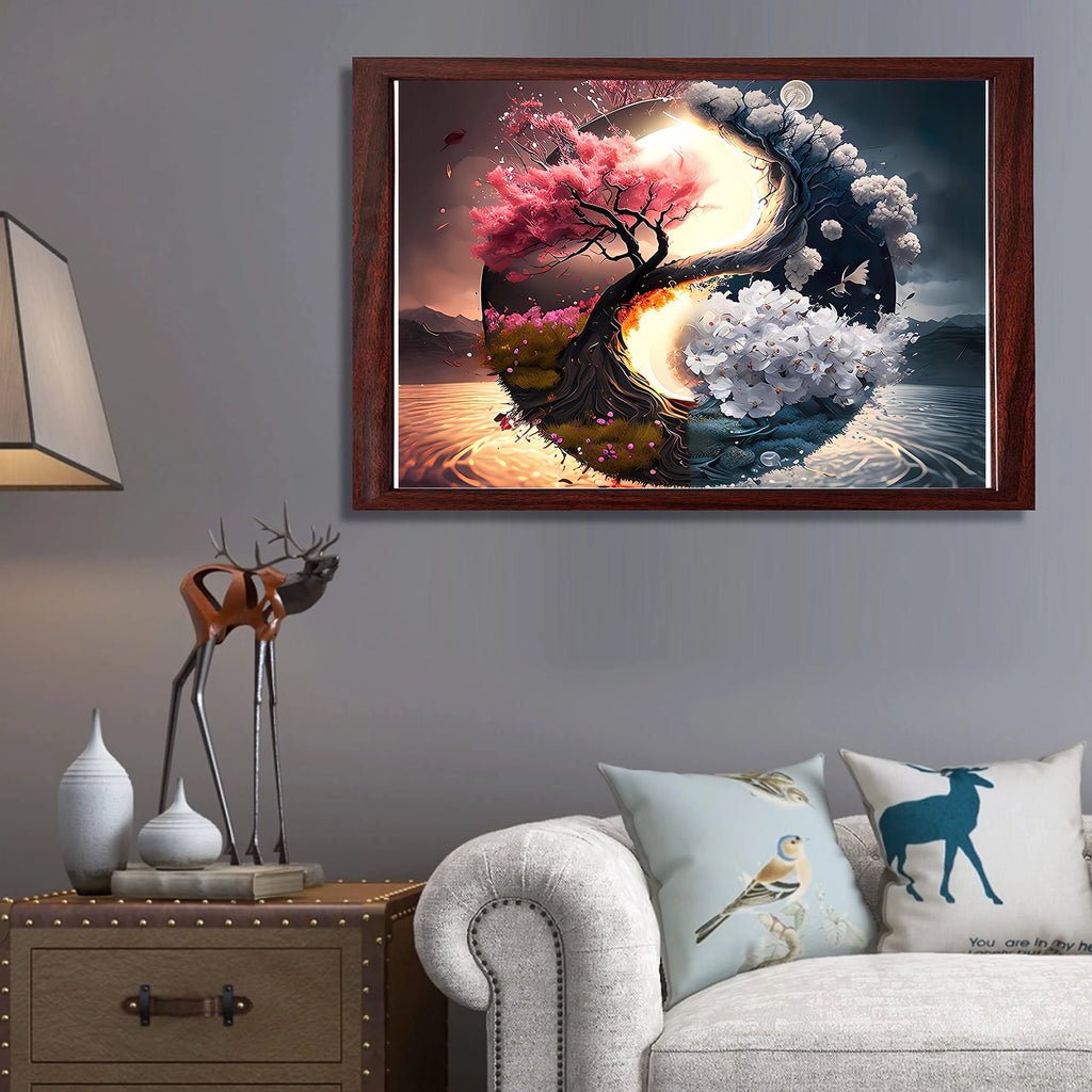 Puzzle Bois Yin Yang Arbre De Vie Lune Soleil Décoratif Fait Main Avec Découpes Laser Et Impression Haute Qualité by LSDLBoutique.ch