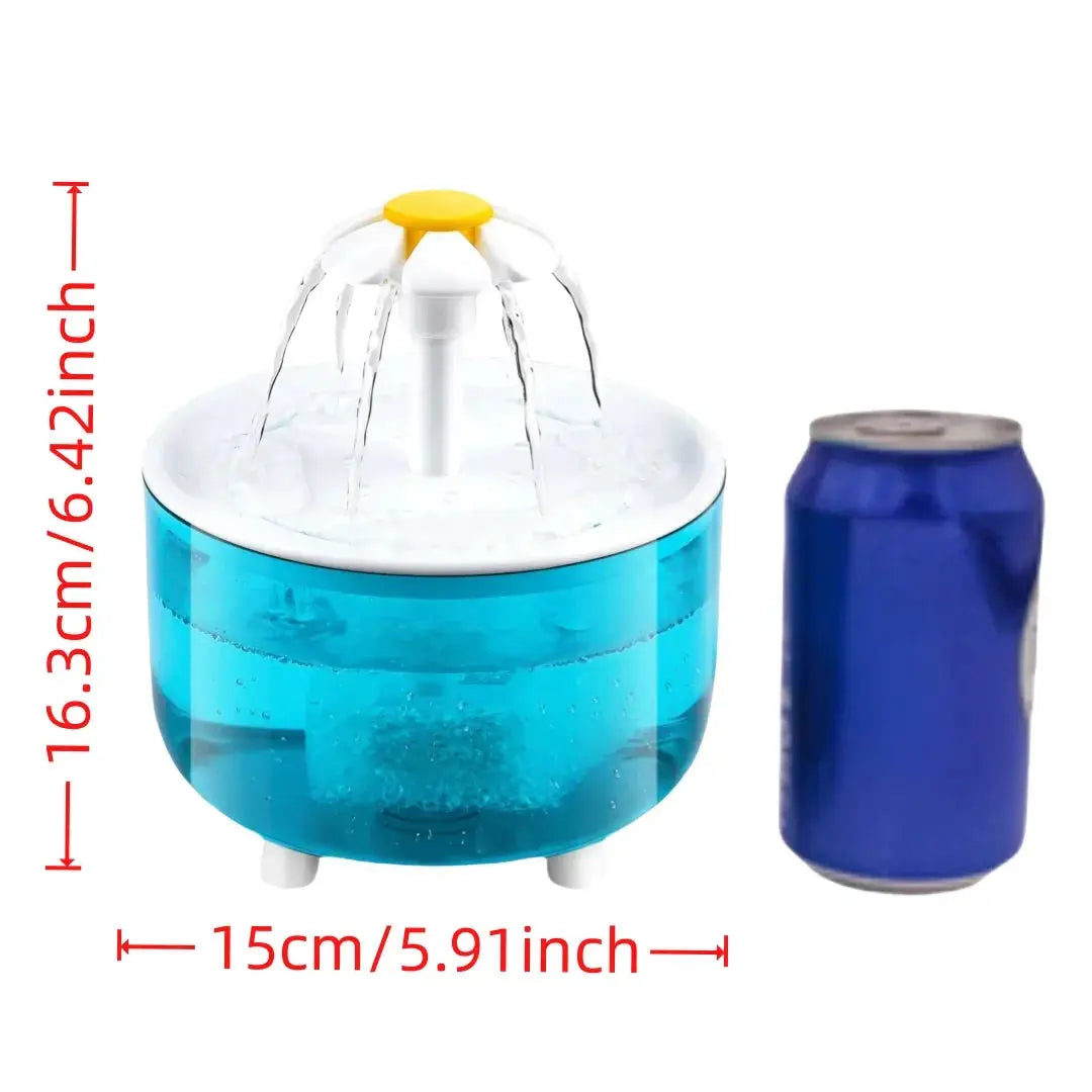 Fontaine à eau pour chat LSDLBoutique plastique bleu translucide, 1200 ml, filtration par recirculation, 4 filtres inclus
