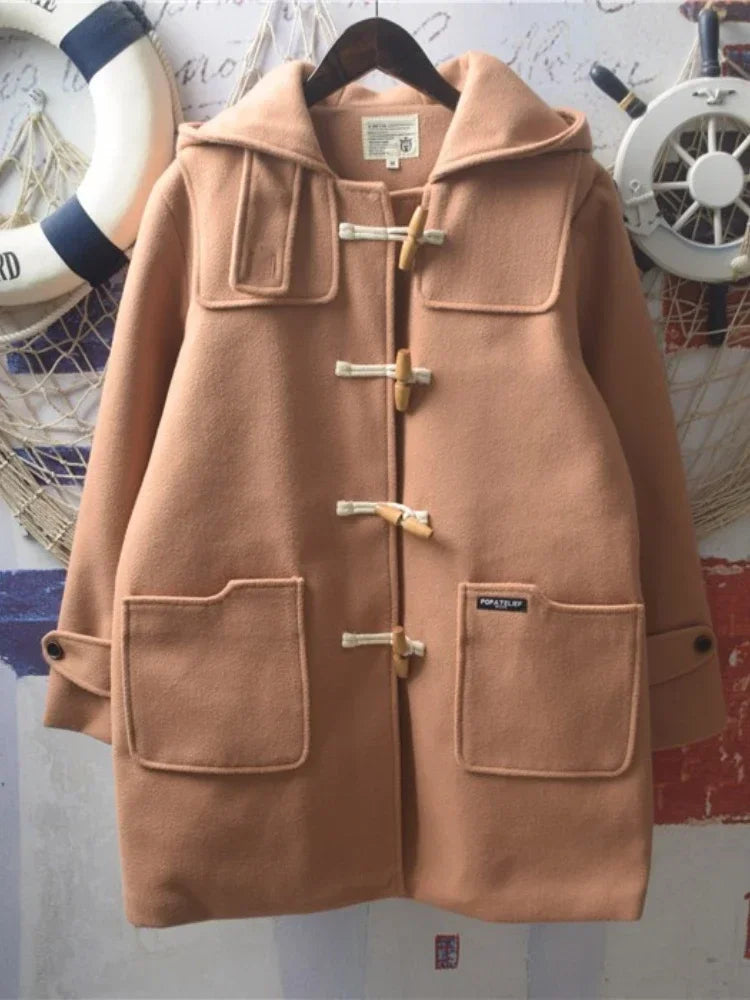 Harajuku Veste Tweed Coton Capuche Doux Pour Fille