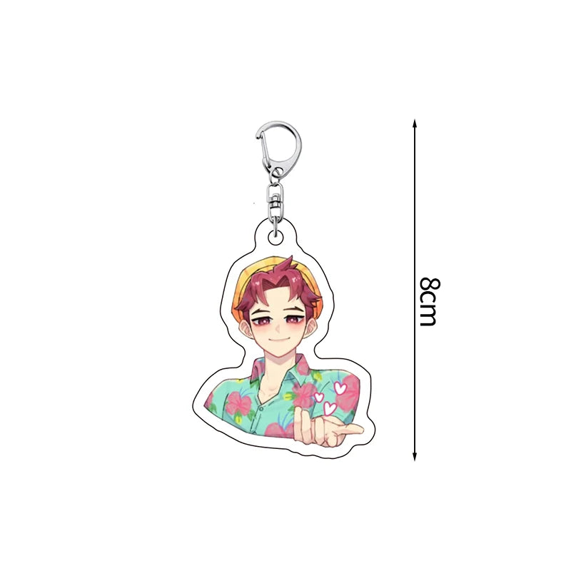 Porte-clés Perles Multicolores Kpop Avec Plaque Ronde Image