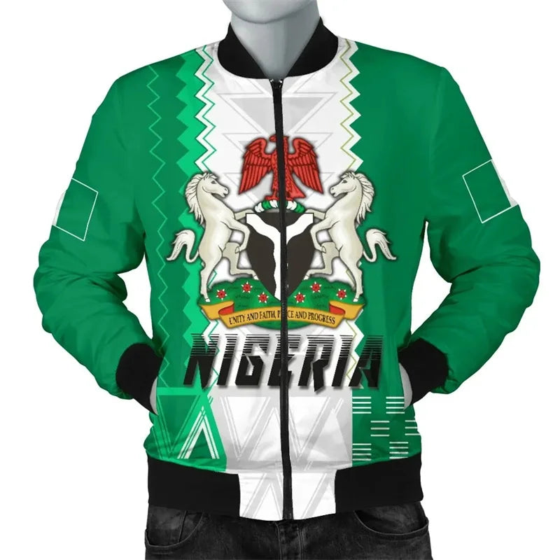 Blouson Aviateur Graphique 3D Imprimé Nigeria Afrique Ouest