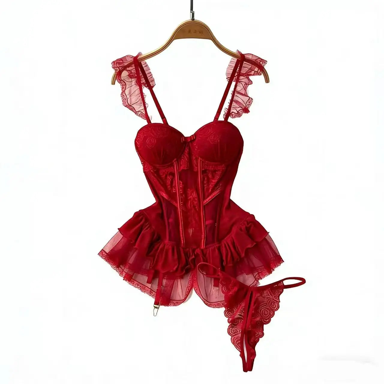 Ensemble lingerie dentelle transparente bretelles – Camis