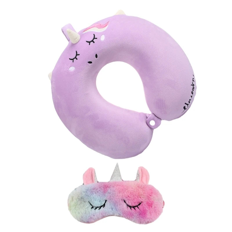 Oreiller avec masque pour les yeux, coussin tête cou, licorne, vol d'affaires, livraison directe by LSDLBoutique.ch