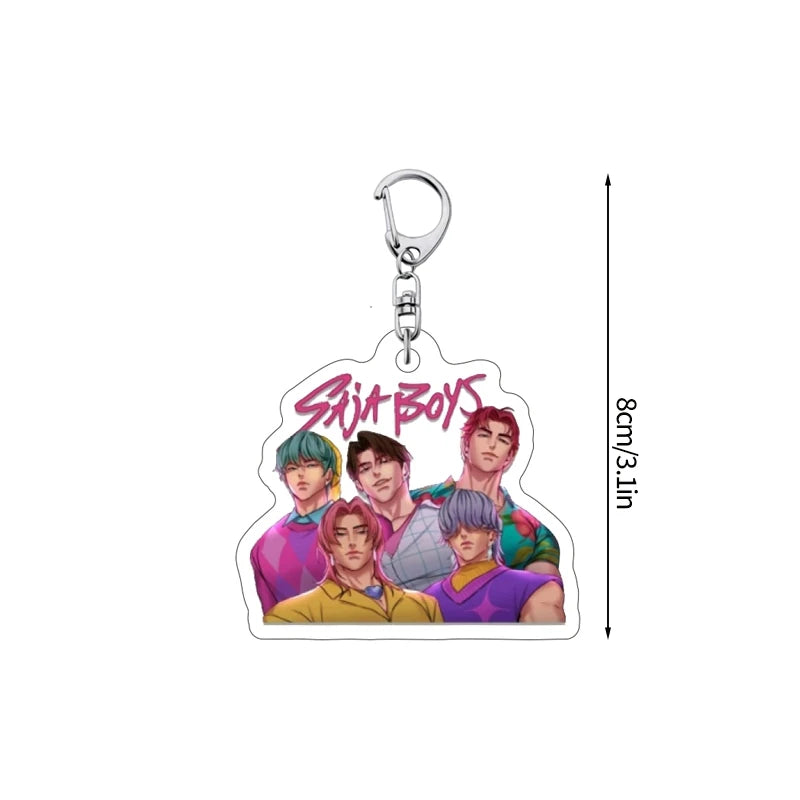 Porte-clés Perles Multicolores Kpop Avec Plaque Ronde Image