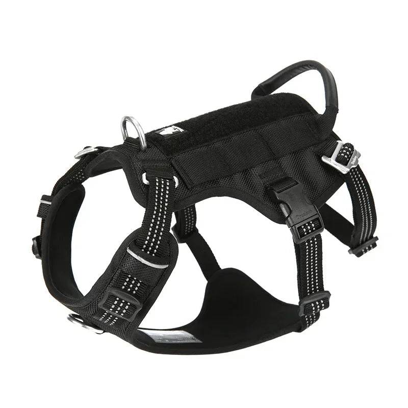 Harnais Truelove TLH7011 pour chien anti-évasion réfléchissant noir en nylon avec sangles et anneaux métalliques
