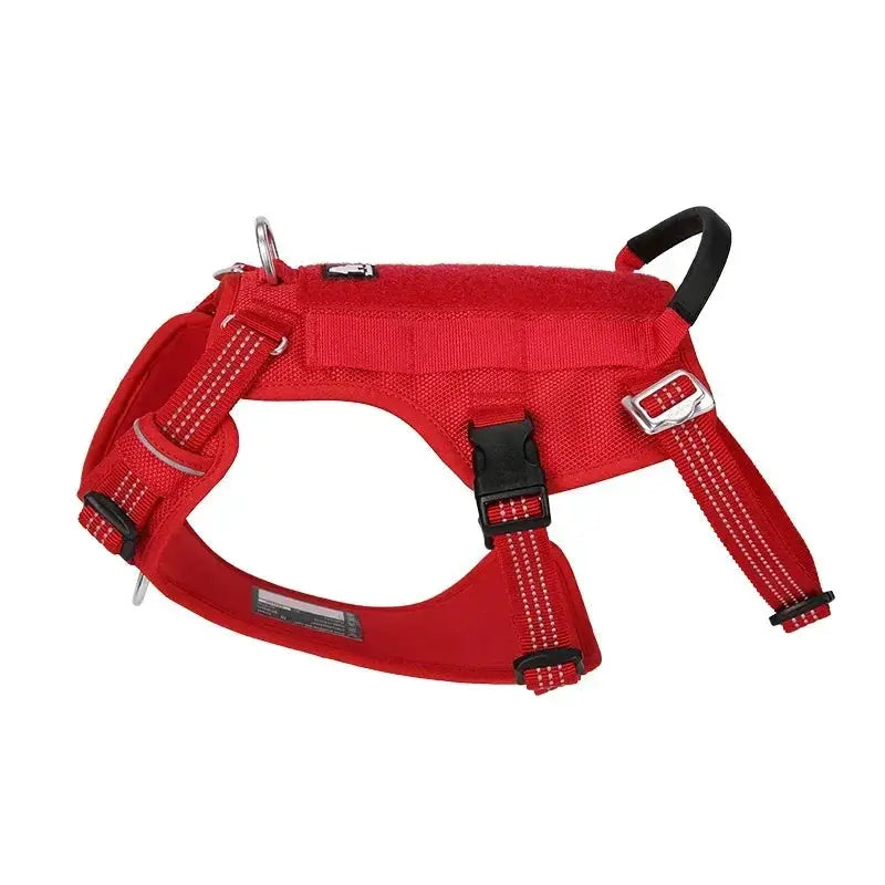 Harnais pour chien anti-évasion réfléchissant, rouge en nylon, boucles et anneaux métal, LSDLBoutique