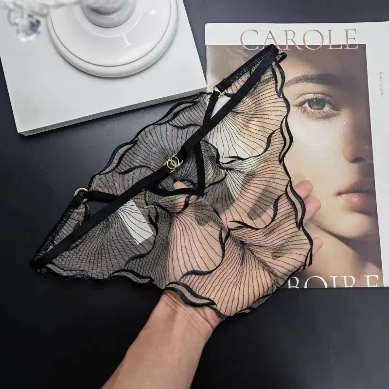 Moyisu Culotte Dentelle Transparente Noire Ultra Fine Taille Basse