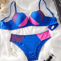 Bikini push-up bicolore Two-Tone, ensemble deux pièces bleu avec panneaux rose et violet, LSDLBoutique
