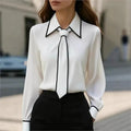 Chemisier femme ajusté avec cravate assortie - LSDLBoutique