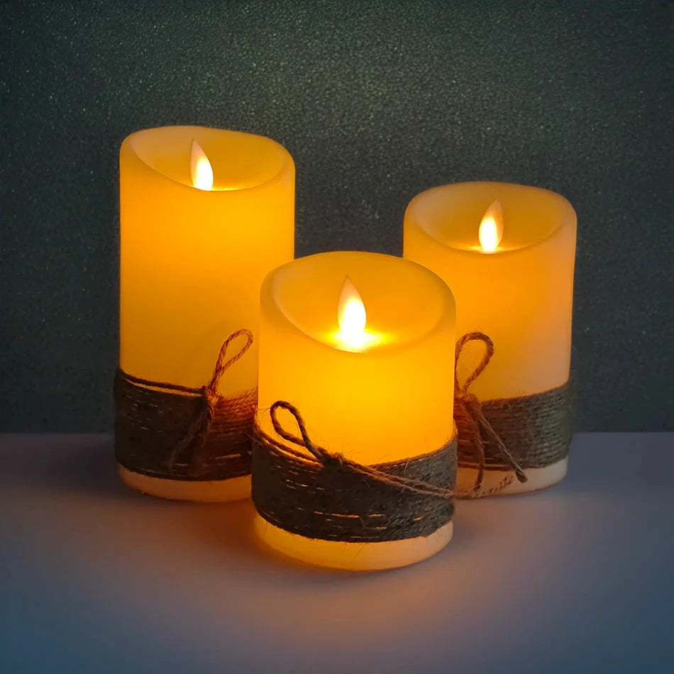 Bougies LED Sans Flamme USB Télécommande Ensemble 3 Pièces
