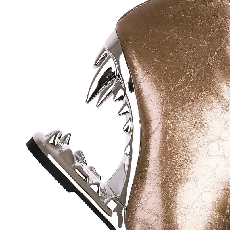 Cuissardes Femme Hautes Au Dessus Du Genou Mollets Larges Dents Tigre Requin