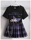 Ensemble cosplay Kuromi enfant – T-shirt et jupe violette