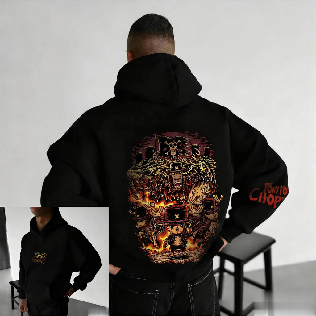 Sweat à capuche oversize anime – One Piece Chopper Graphic