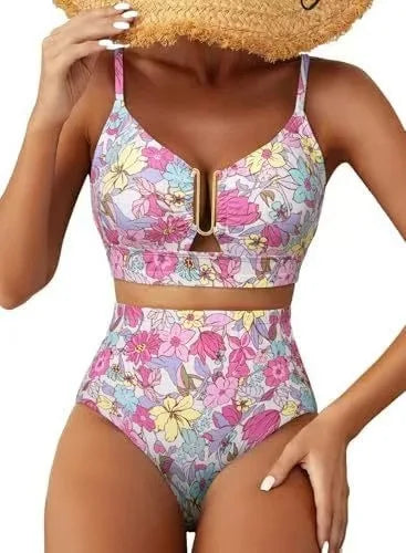 Maillot de bain deux pièces taille haute triangle – Pure Color