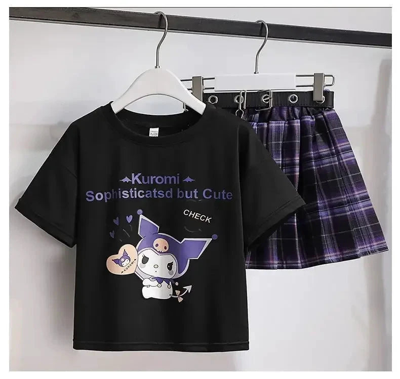 Ensemble cosplay Kuromi enfant – T-shirt et jupe violette