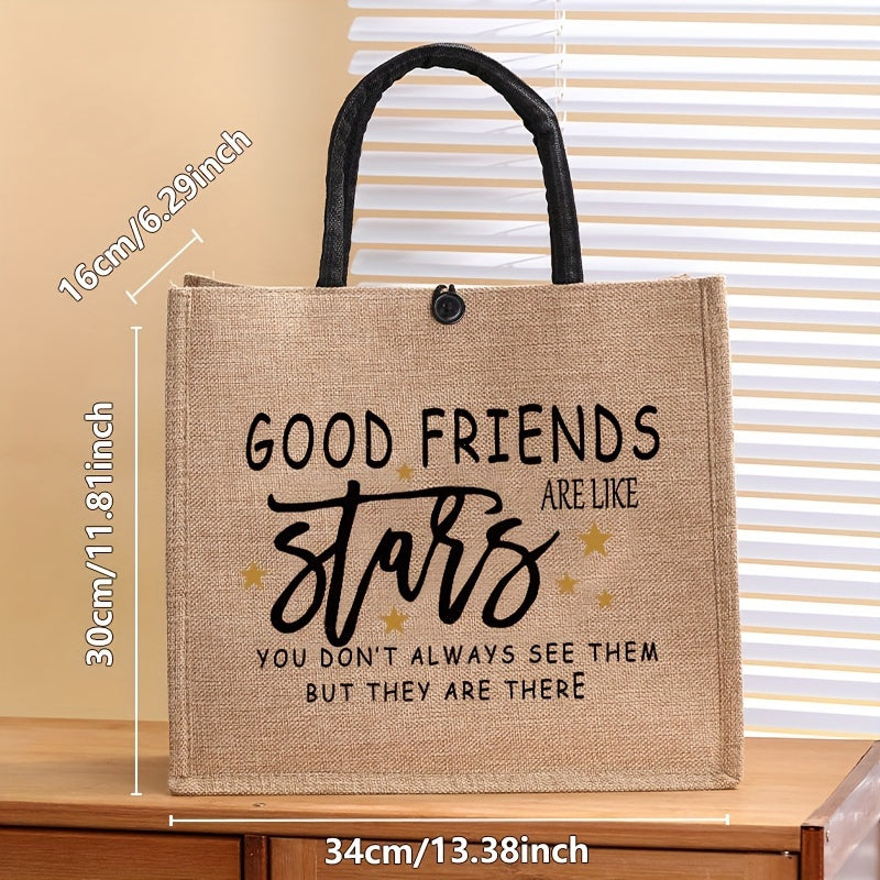 ChicSack – Sac Cabas en Toile de Jute avec Imprimé Élégant by LSDLBoutique.ch