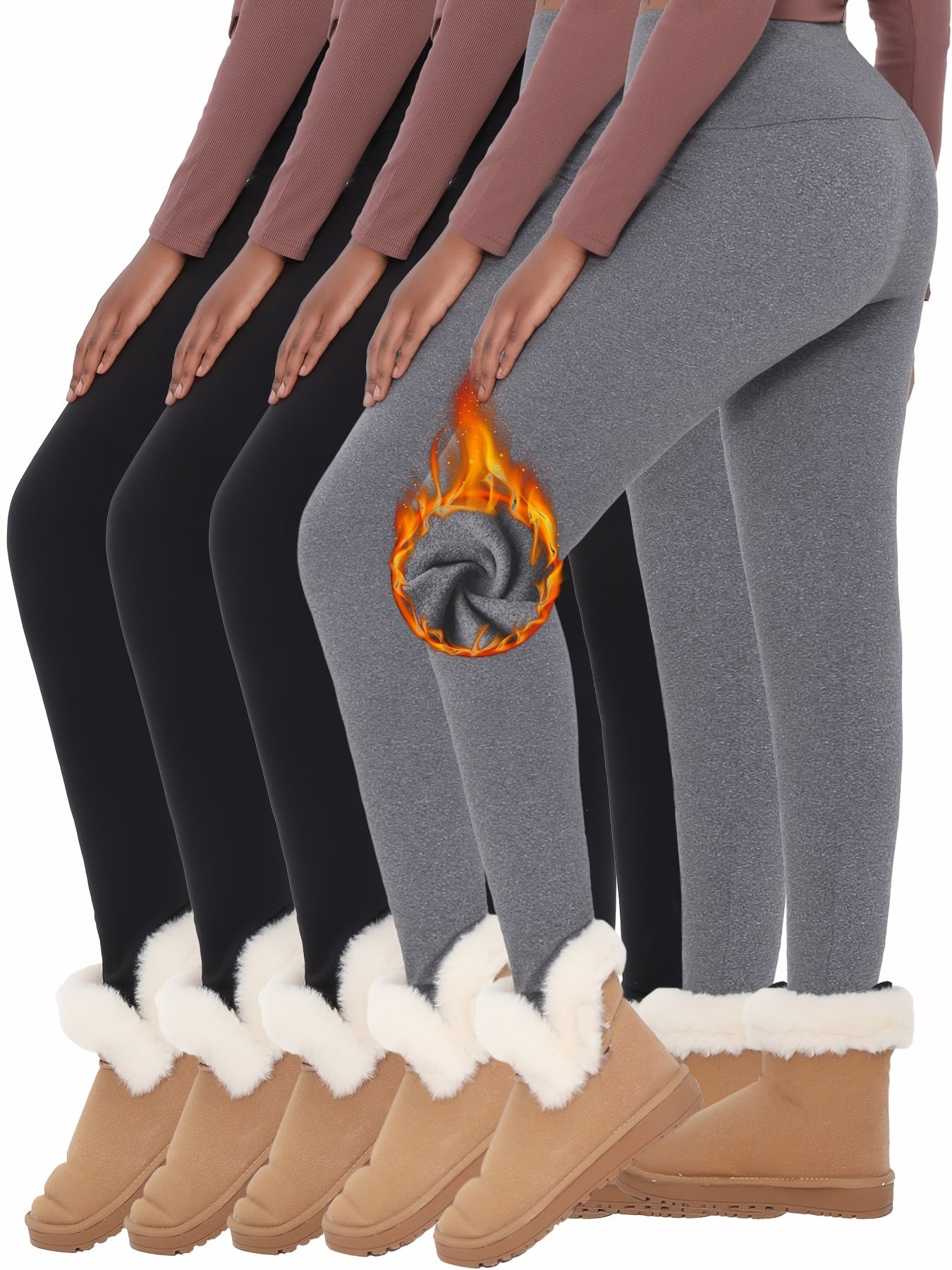 Lot De 5 Leggings Thermiques Femme Taille Haute Doux Et Chauds Pour Hiver Avec Doublure Polaire Pour Yoga Sport Quotidien by LSDLBoutique.ch