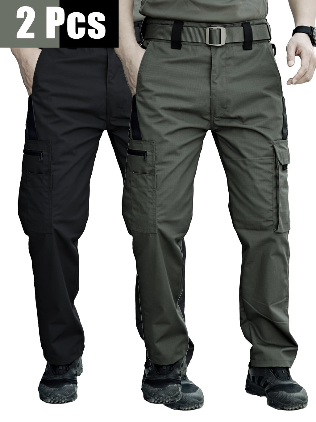 TactiPro – Lot de 2 Pantalons Cargo Tactiques Homme, Multi-Poches Résistants by LSDLBoutique.ch