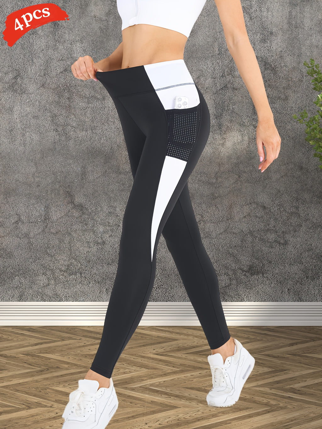 Lot De 4 Leggings Femme Taille Haute Effet Push Up Contrôle Du Ventre Tissu Stretch Respirant Pour Le Sport by LSDLBoutique.ch