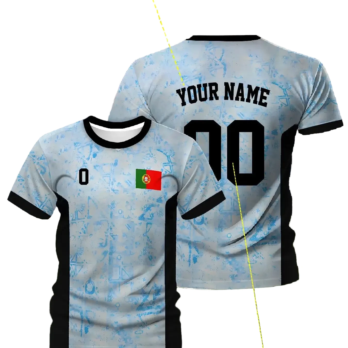 Maillot Foot Personalise Nom Numéro Bleu Noir