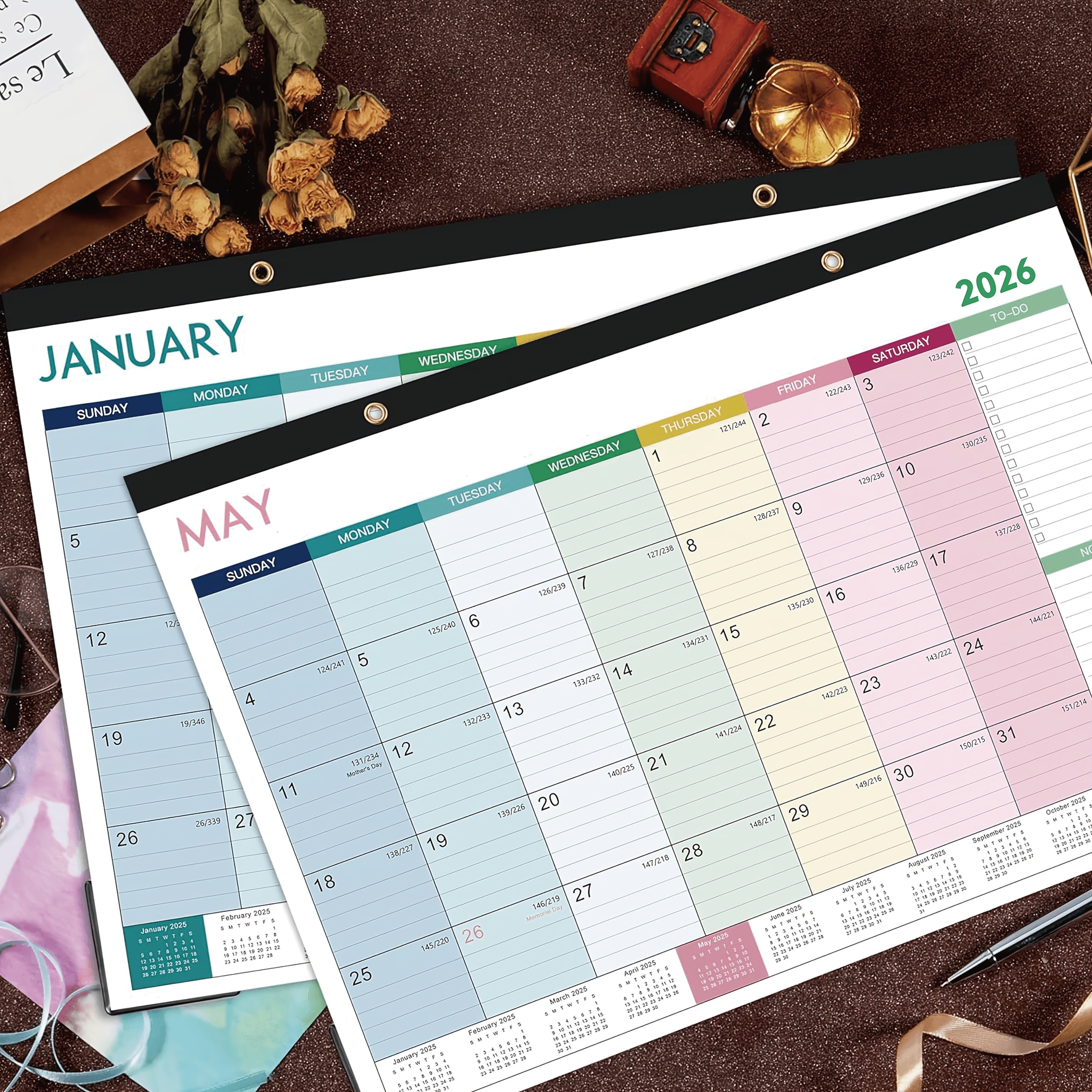 Calendrier Mural Mensuel Magnétique Grand Format 2025 2026 2027 43x30 cm Pour Maison Bureau École by LSDLBoutique