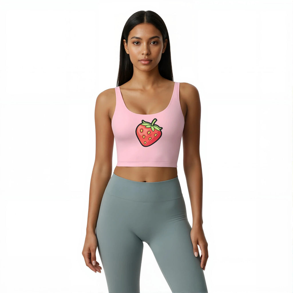 Les Secrets de Léa – Soutien-gorge de sport rose motif fraise – Berry
