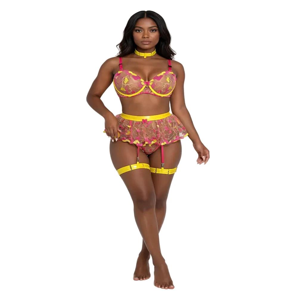 Les Secrets de Léa – Ensemble lingerie maille transparente florale – Béryl