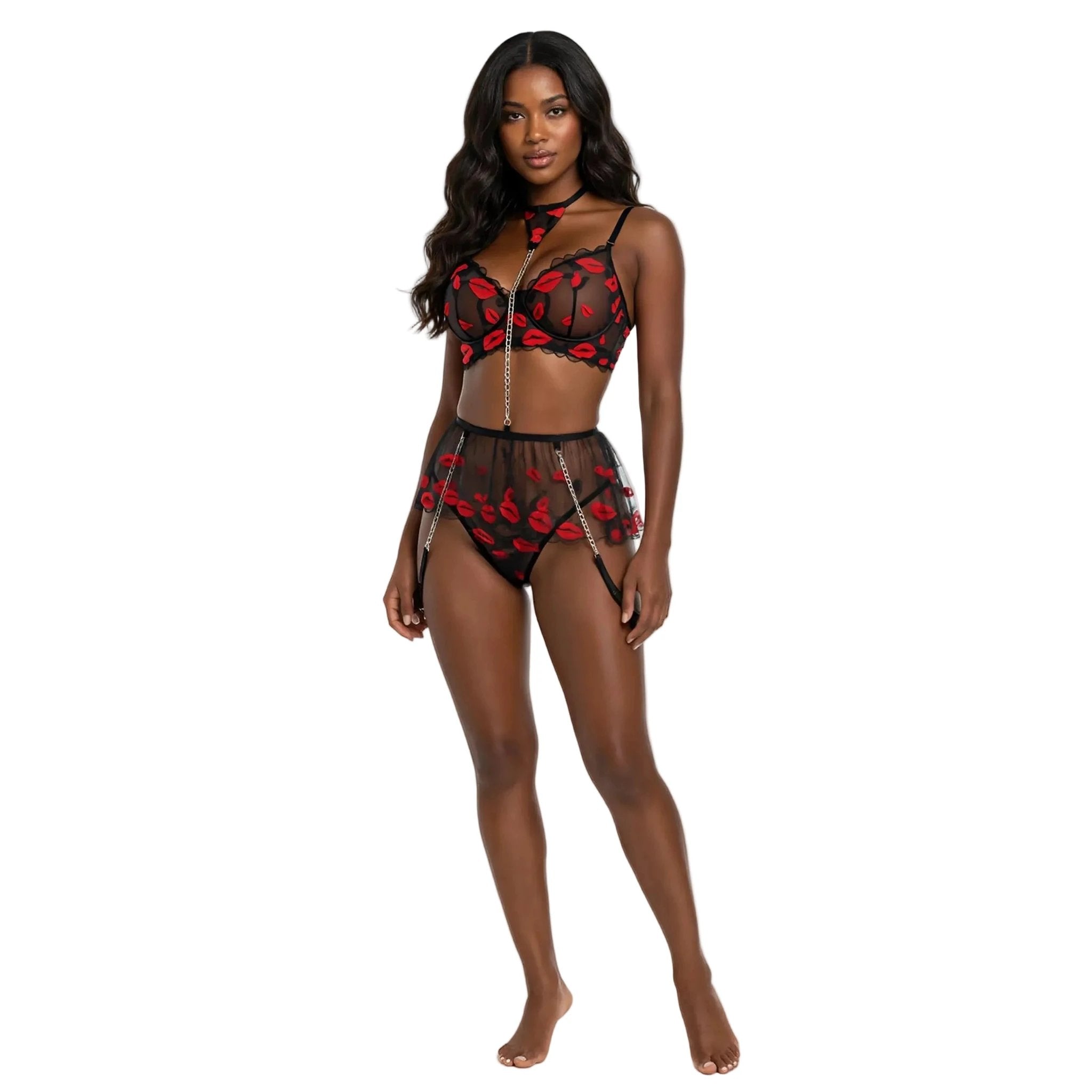 Les Secrets de Léa – Ensemble lingerie maille transparente florale – Béryl