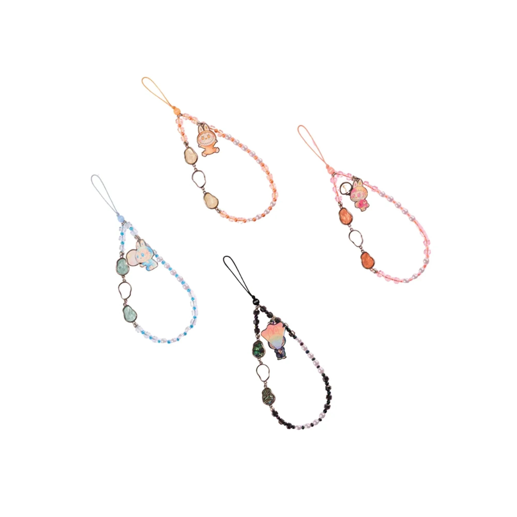 Porte-clé Labubu Big Into Energy – Mon Labubu, 4 chaînes de téléphone en perles colorées avec charms