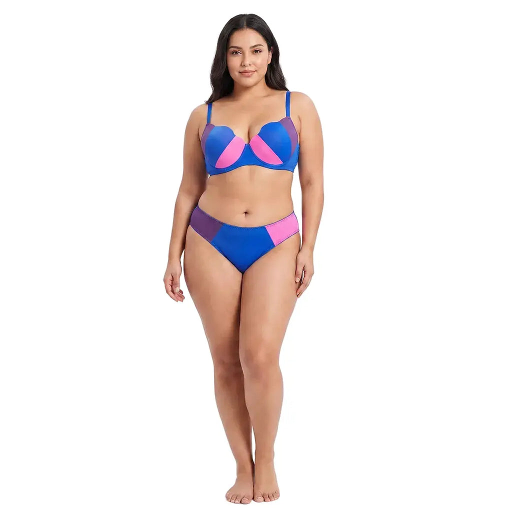 Bikini push-up bicolore Two-Tone, ensemble deux pièces bleu/violet/rose, LSDLBoutique maillots de bain