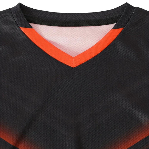 Ensemble maillot et short de football pour enfant personnalisable – noir et orange