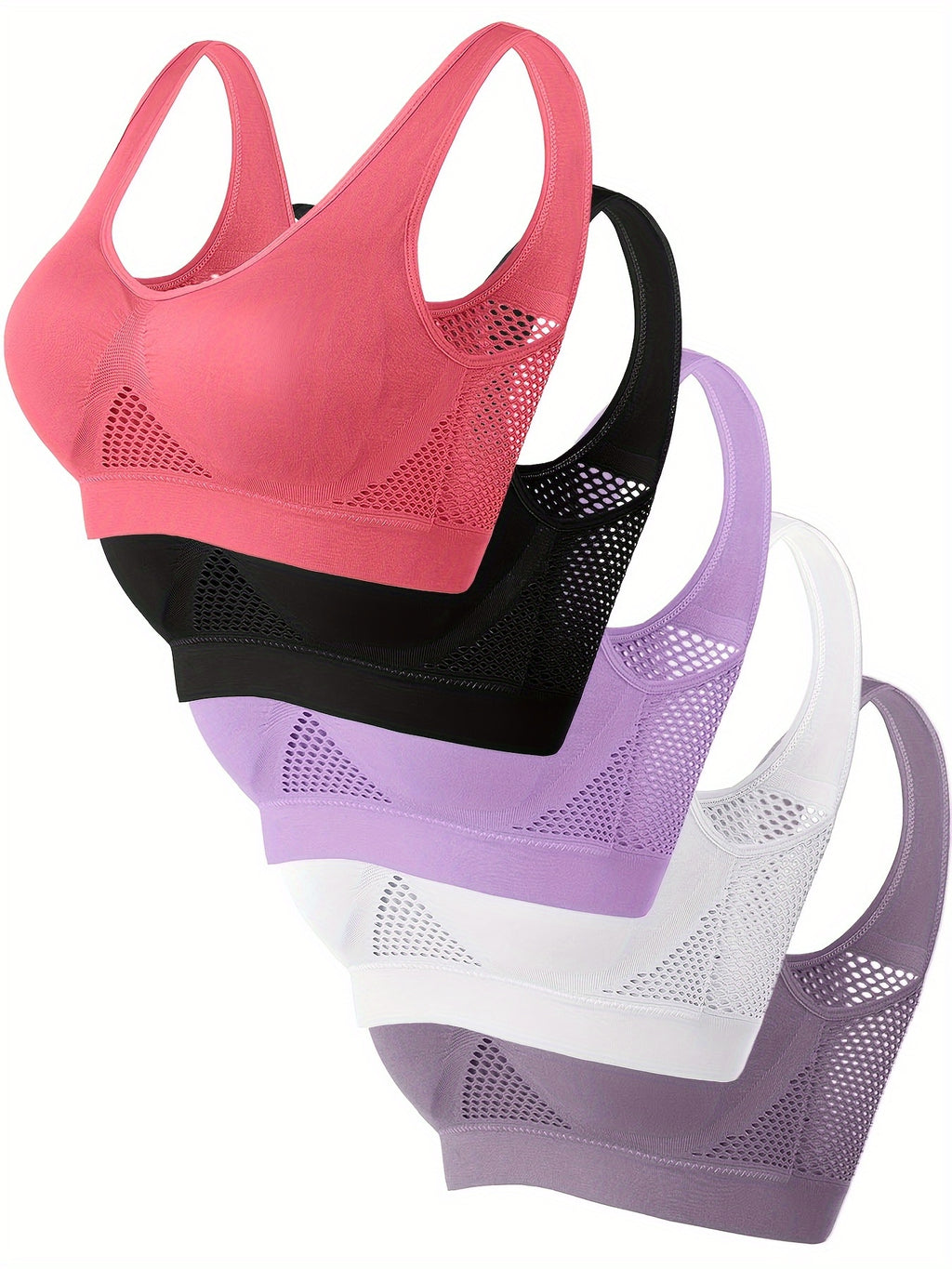 Lot De 5 Brassières De Sport Sans Armatures Femme Confort Maintien Tissu Respirant by LSDLBoutique.ch
