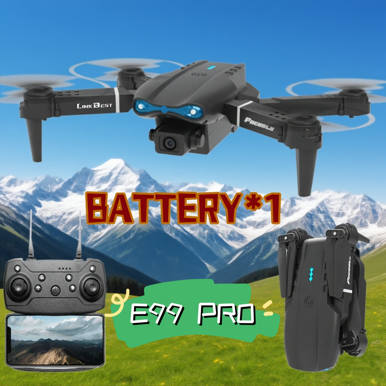 SkyE99 Pro – Drone Pliable Intelligent à Double Caméra HD by LSDLBoutique.ch