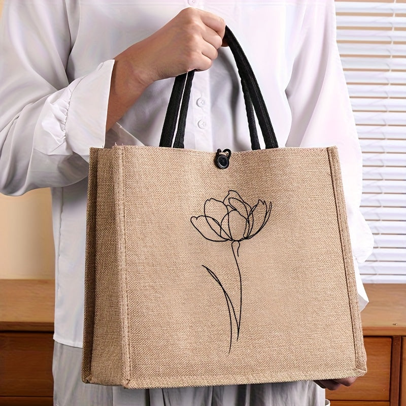 Linenia – Sac en Lin Fleuri Femme, Grand Format Élégant by LSDLBoutique.ch