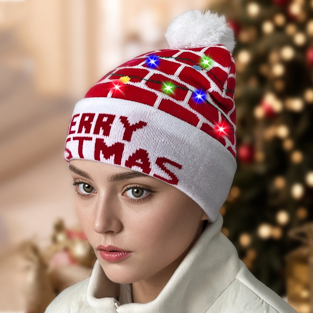Bonnet Tricoté LED De Noël Pour Adultes Et Enfants Accessoire Festif Lumineux Chaud 100 Pour Cent Acrylique Doux by LSDLBoutique.ch