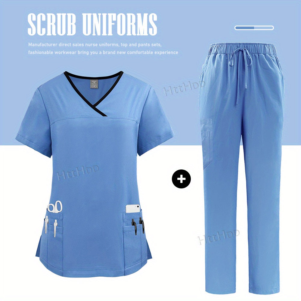 CareFit – Tunique Médicale Femme Col V & Pantalon, Séchage Rapide by LSDLBoutique.ch