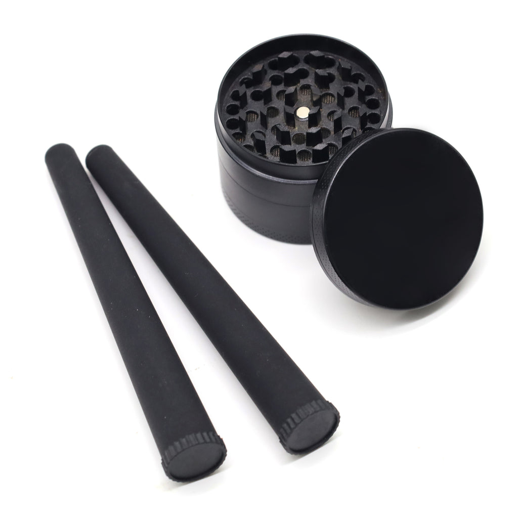 Set Fumeur Noir 7pcs : Grinder 50mm, Plateau, Pipe, Rouleur Cadeau by LSDLBoutique.ch
