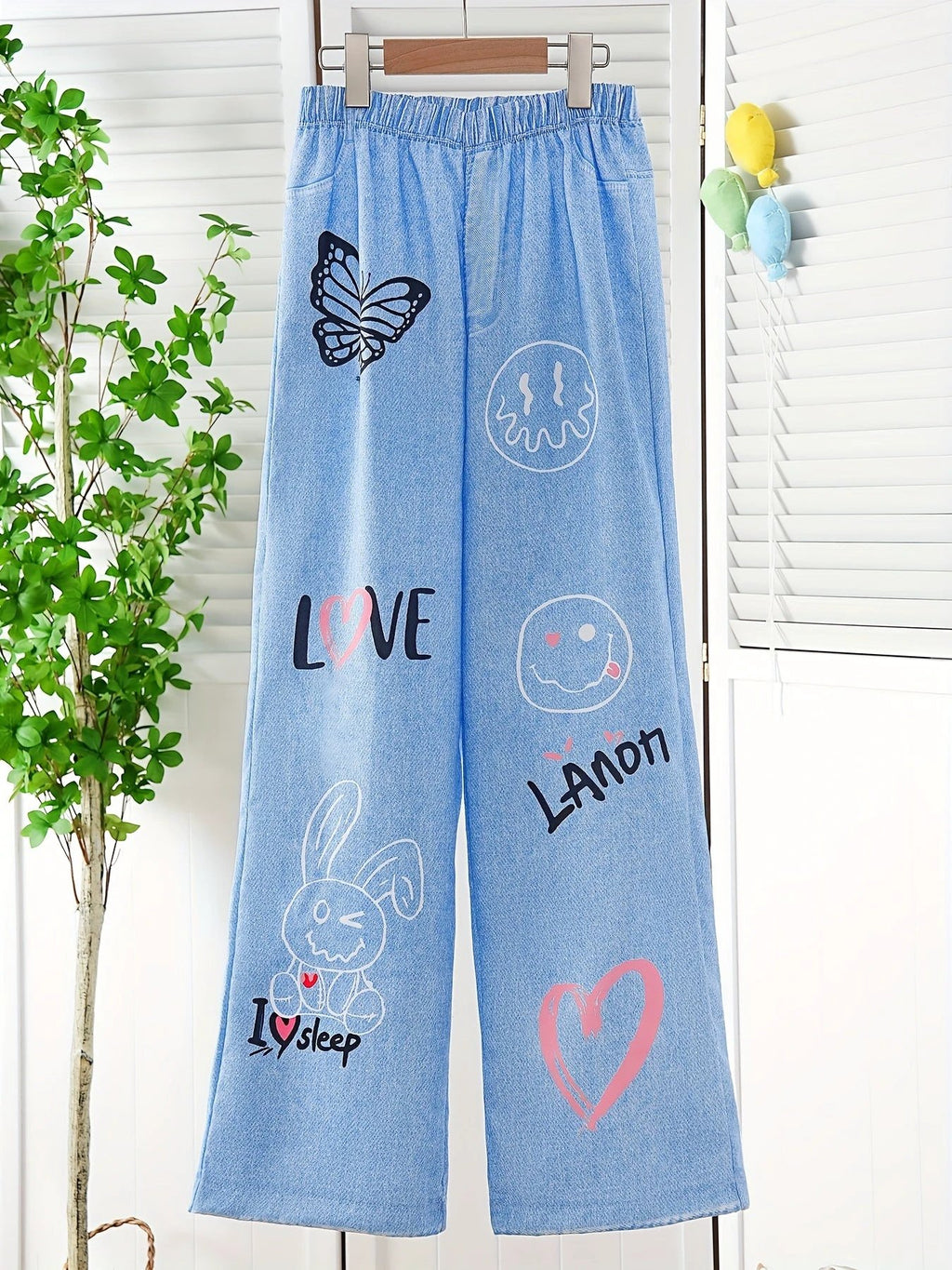 Original Graffiti Pantalon Denim Fille Imprimé Street Graffiti Automne Épais