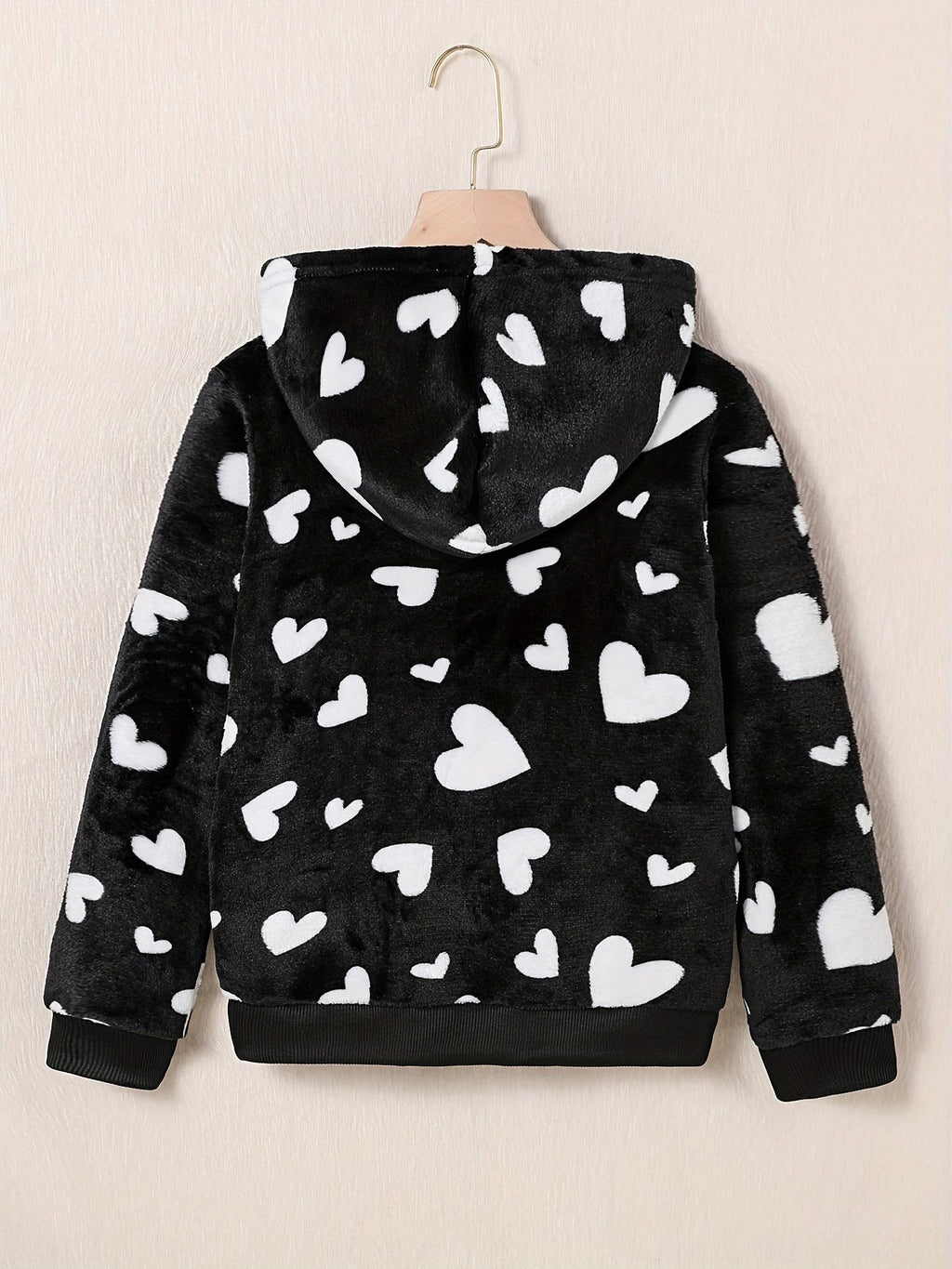 Cardigan À Capuche Zippé Imprimé Cœur