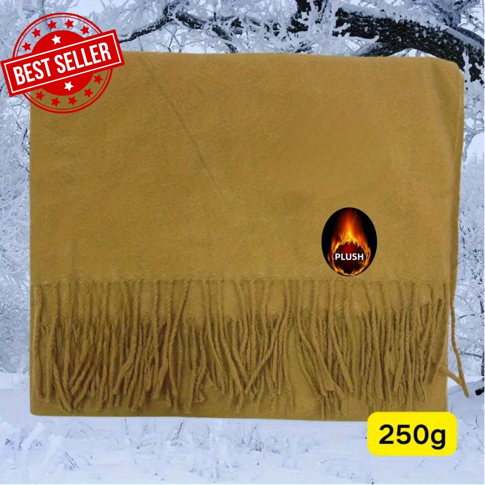 Foulard Femme Élégant à Franges Style Bohème Hiver Coloris Unis Tissu Jacquard Doux et Résistant by LSDLBoutique.ch